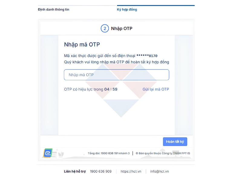 Nhập mã OTP xác nhận
