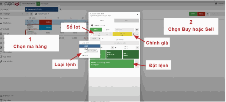 hướng dẫn vào lệnh mua bán trên CQG